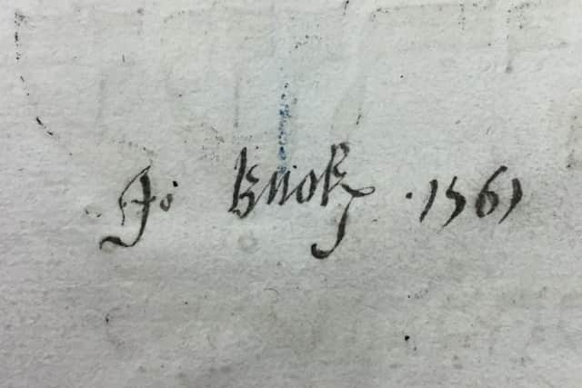 The signature believed to be that of John Knox. Picture courtesy of the University of Glasgow Library Special Collections