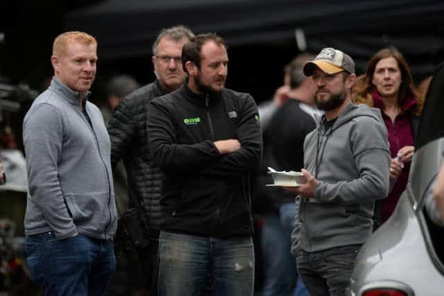 Hibs manager Neil Lennon on the set of Outlander in Glasgow. Picture: SWNS