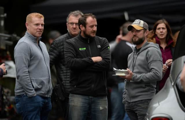 Hibs manager Neil Lennon on the set of Outlander in Glasgow. Picture: SWNS