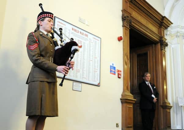 A war memorial is unveiled in Edinburgh. Photograph: Lisa Ferguson