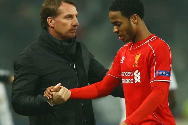 Brendan Rodgers took Raheem Sterling under his wing at Liverpool and ended is delighted to see him flourishing in sky blue. Photograph: Richard Heathcote/Getty Images