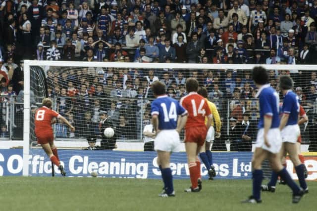 Neale Cooper (No 8) scores against Rangers as Aberdeen clinched a 4-1 win in the 1982 Scottish Cup final. Picture: SNS Group