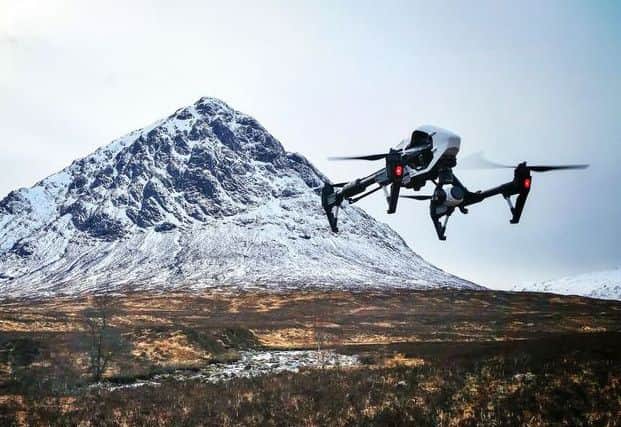 Land surveys of remote parts of Scotland to be made easier under new rules governing long distance drone flights. PIC Chris Davies.