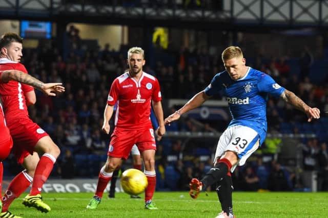 Martyn Waghorn scored a hat-trick in Rangers' 5-0 quarter-final over Queen of the South. Picture: SNS