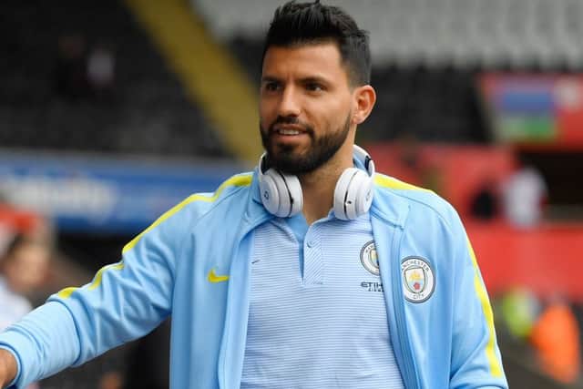 Sergio Aguero is classed as one of the world's top two strikers, along with Luis Suarez, by Leigh Griffiths. Picture: Stu Forster/Getty