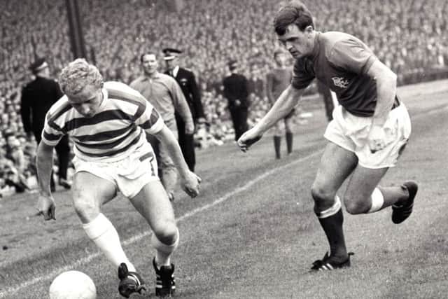 Jimmy Johnstone, in his pomp, teasing Rangers full-back Willie Mathieson in the 1966/67 season