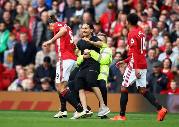 Zlatan, meet Zlatan: The fan confronts Ibrahimovic. Picture: Getty Images
