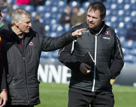 Edinburgh coach Alan Solomons and assistant Steve Scott. Picture: Ian Rutherford
