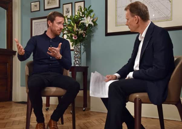 Sir Bradley Wiggins during an interview with Andrew Marr for the the BBC's Andrew Marr Show. Picture: Jeff Overs/BBC/PA Wire