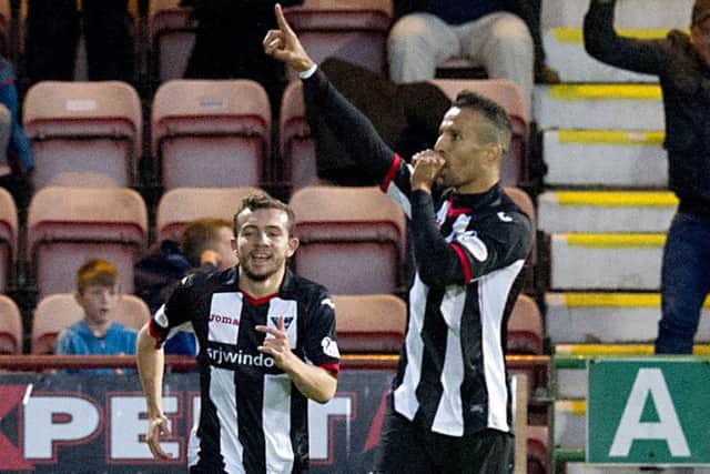 Farid El Alagui celebrates his 85th-minute winner. Picture: Garry Williamson/SNS