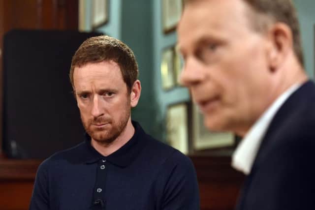 Sir Bradley Wiggins during an interview for the BBC's Andrew Marr Show. Picture: Jeff Overs/BBC/PA Wire