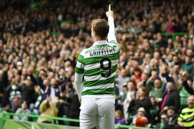 Celtic's Leigh Griffiths celebrates having scored the fourth goal in his side's 6-1 rout of Kilmarnock on Saturday. Picture: SNS