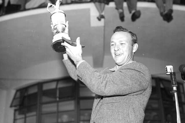 Arnold Palmer with Britains Open Championship trophy in 1961
