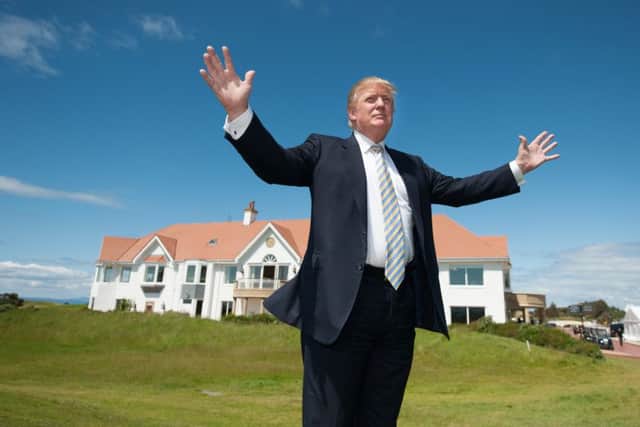 Donald Trump unveils the multi-million pound refurbishment of the Trump Turnberry clubhouse. Picture; John Devlin