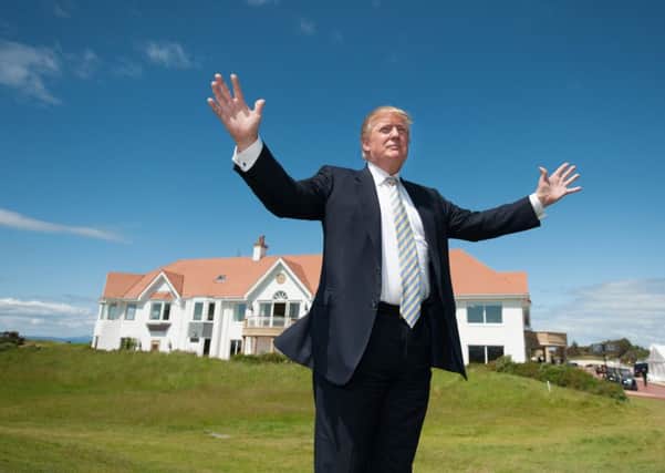 Donald Trump unveils the multi-million pound refurbishment of the Trump Turnberry clubhouse. Picture; John Devlin
