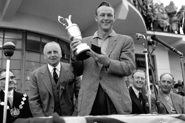Arnold Palmer with the famous Claret Jug after winning The Open Championship trophy at Royal Birkdale in 1961. Picture: PA Wire.