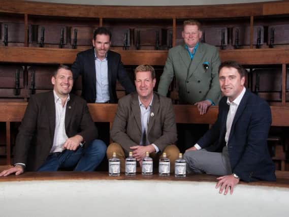 From left: Matt Gammell, Dave Mullen, Marcus Pickering, Chris Thewlis and David Moore launched the Ginerosity gin at Summerhall, Edinburgh. Picture: Tina Norris