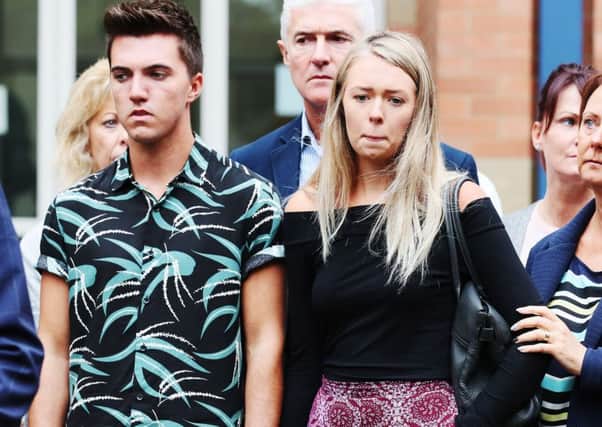 Accident victims Leah Washington and Joe Pugh outside Stafford Crown Court. Picture: PA