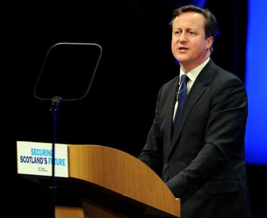 David Cameron giving a speech at the Scottish Conservative Conference. Pixture; Lisa Ferguson