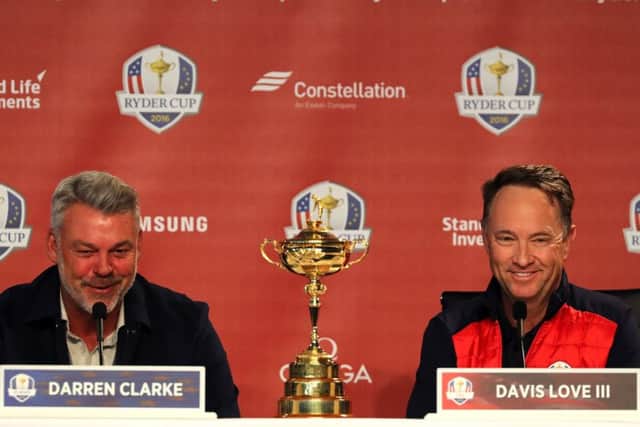 Team captains Darren Clarke and Davis Love III. Picture: David Cannon/Getty Images