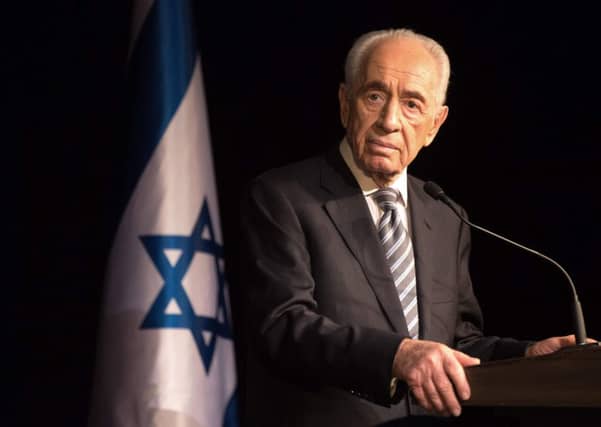 President Shimon Peres speaking to members of the Foreign Press Association during a visit to the Israeli town of Sderot, following Palestinian rocket attacks on the city. Picture; Getty