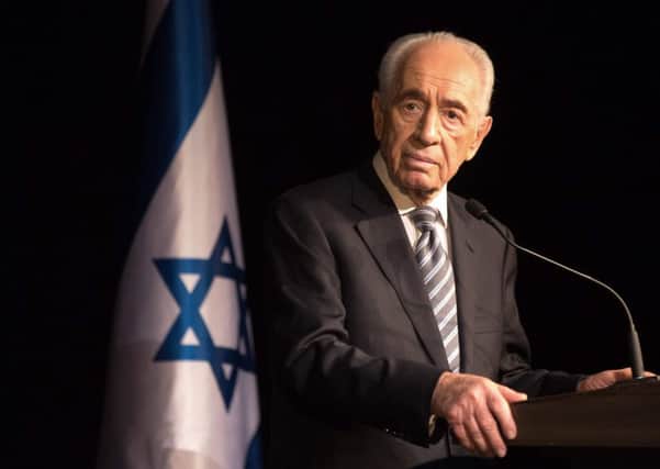 President Shimon Peres speaking to members of the Foreign Press Association during a visit to the Israeli town of Sderot, following Palestinian rocket attacks on the city. Picture; Getty