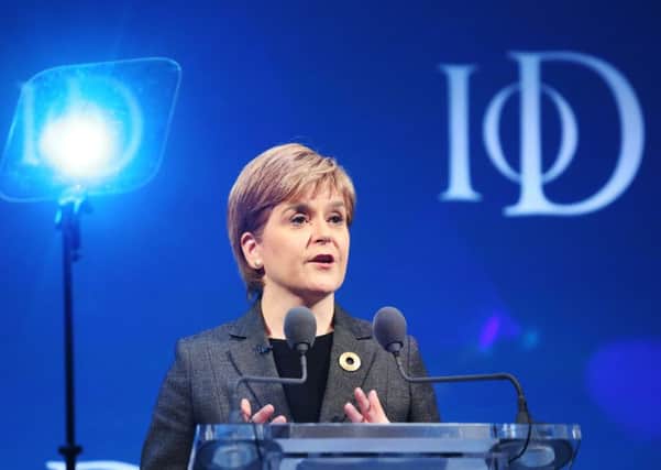Nicola Sturgeon delivers her speech at the IoD annual convention in London. Picture: Philip Toscano/PA Wire