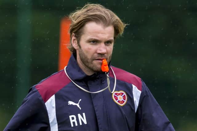 Hearts manager Robbie Neilson looks on in training ahead of Friday's clash with Motherwell. Picture: SNS