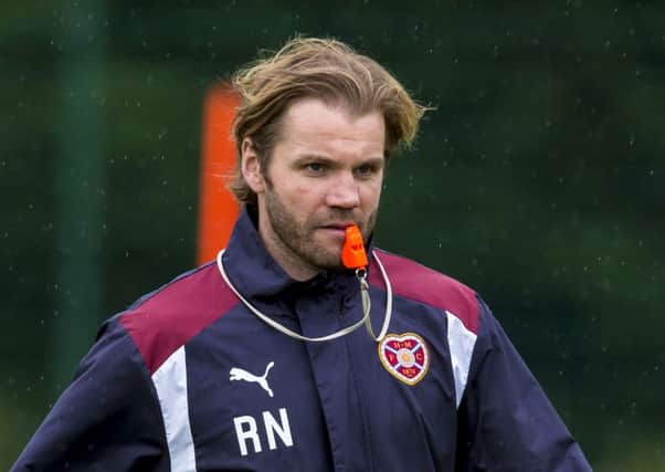 Hearts manager Robbie Neilson looks on in training ahead of Friday's clash with Motherwell. Picture: SNS
