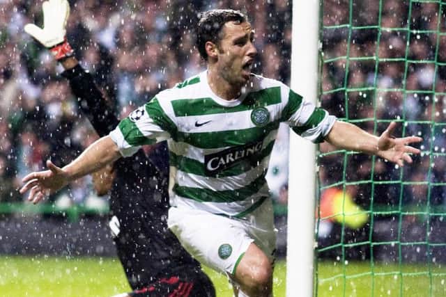 Scott McDonald celebrates his winner against Milan nine years ago. Picture: SNS