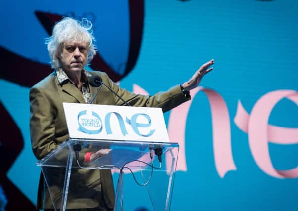 Bob Geldof speaking at the opening ceremony of the One Young World Summit. Picture: PA