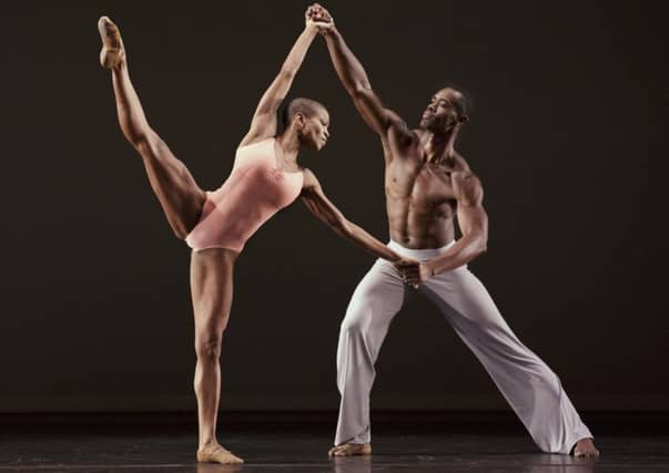 Alvin Ailey American Dance Theater's Akua Noni Parker and Jamar Roberts in Christopher Wheeldon's After the Rain Pas de Deux. Photo by Paul Kolnik