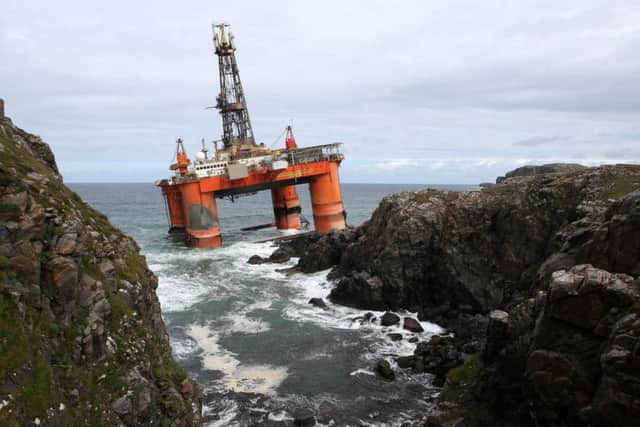 The Transocean Winner drilling rig ran aground on the Isle of Lewis. Picture: Andrew Milligan/PA Wire
