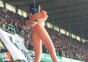 The effigies were hung from the stands at the recent Celtic v Rangers game.