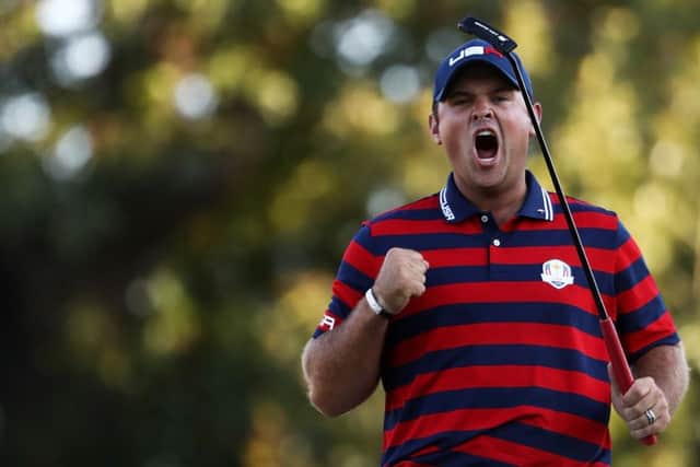 Patrick Reed, Team USA's star player at Hazeltine, takes on Rory McIlroy in the top singles match on Sunday. Picture: Getty Images