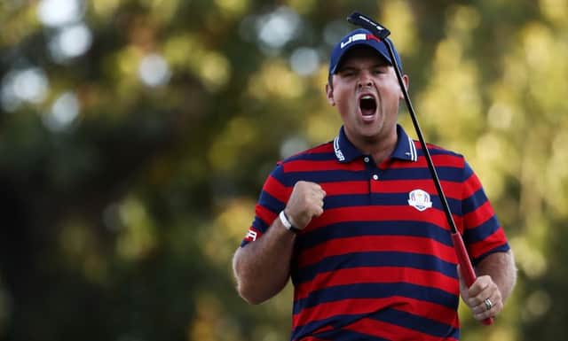 Patrick Reed, Team USA's star player at Hazeltine, takes on Rory McIlroy in the top singles match on Sunday. Picture: Getty Images