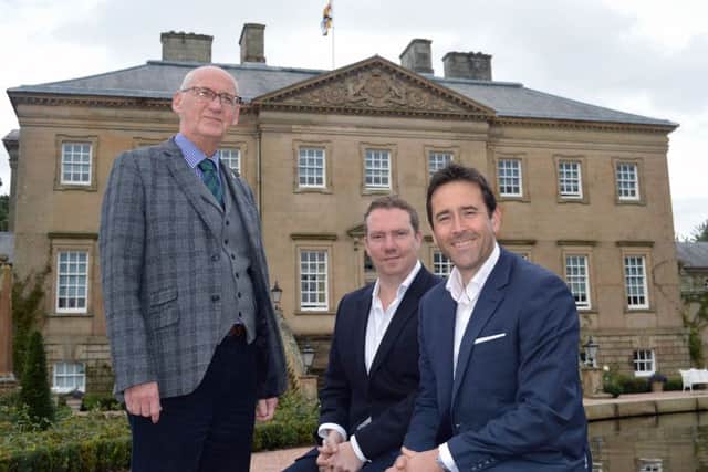 From left, Kenneth Dunsmuir of Dumfries House with Lost Distillery co-founders Brian Woods and Scott Watson. Picture: Contributed