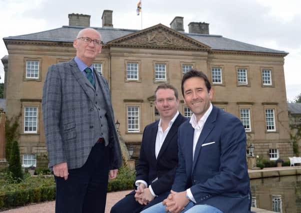 From left, Kenneth Dunsmuir of Dumfries House with Lost Distillery co-founders Brian Woods and Scott Watson. Picture: Contributed