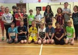 Sport in our schools
PHOTOS
LIAM FLETT X 2
1)Liam presented with the Sutherland Junior Sports Award by Lady Gillian Strathnaver at a ceremony at Dunrobin Castle.
2) Liam presented with the Players Player of the Year Award at Kinlochbervie High School by coach Duncan Clark.
BADMINTON X 2
Big Hit Festivals