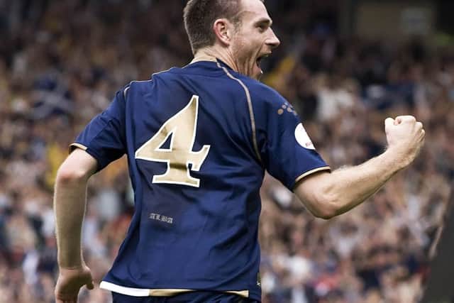 Scotland's Stephen McManus celebrates his goal against Lithuania in 2007.