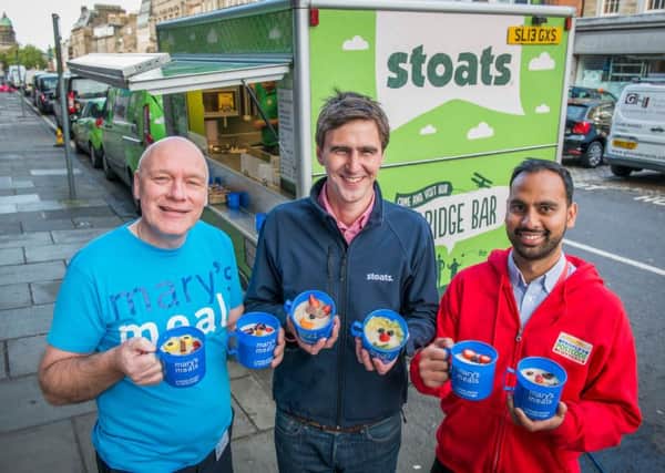 Alan Brown of Mary's Meals, Tony Stone of Stoats and Sanjay Singh of the People's Postcode Lottery. Picture: Chris Watt/Contributed