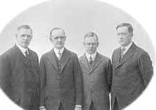Arthur Davidson, who founded Harley-Davidson Motorcycles in 1903, is pictured second right next to his father William Senior (far right), who was born in Aberlemno, Angus. Also pictured is Arthur's brothers William A (left) and Walter (second left). PIC Wikipedia