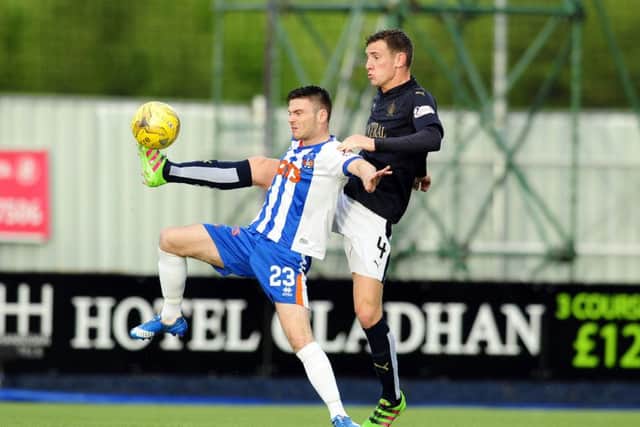 Kilmarnock's Greg Kiltie, front, is suffering from hamstring problems. Picture: Michael Gillen