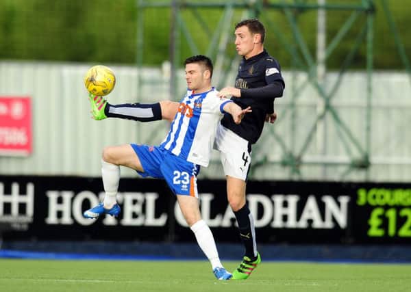 Kilmarnock's Greg Kiltie, front, is suffering from hamstring problems. Picture: Michael Gillen