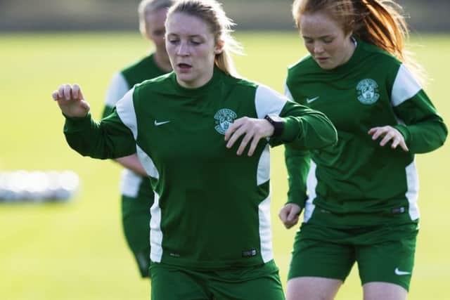 Hibernian's Chelsea Cornet in training ahead of the Champions League clash with Bayern Munich. Picture: Craig Foy/SNS