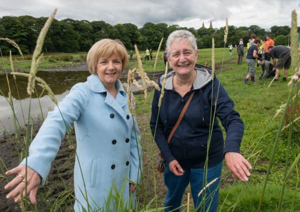 The Wetlands project was officially opened by Aberdeen Council leader Jenny Laing with Sheila Gordon of the Friends of Seaton Park.  Picture: Contributed/Michal Wachucik