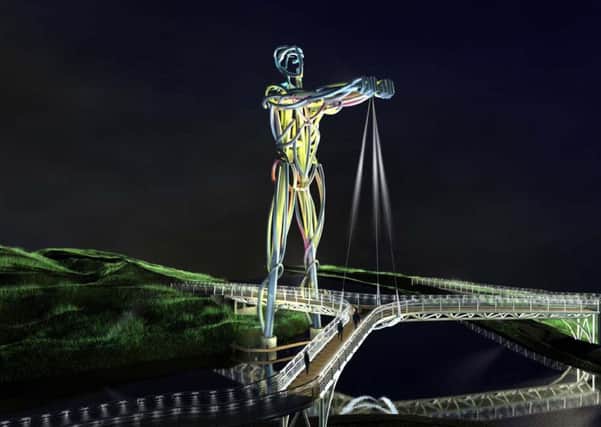 Artists impression of Andy Scotts original Bigman sculpture, which would have to be redesigned to fit the new proposed canal bridge