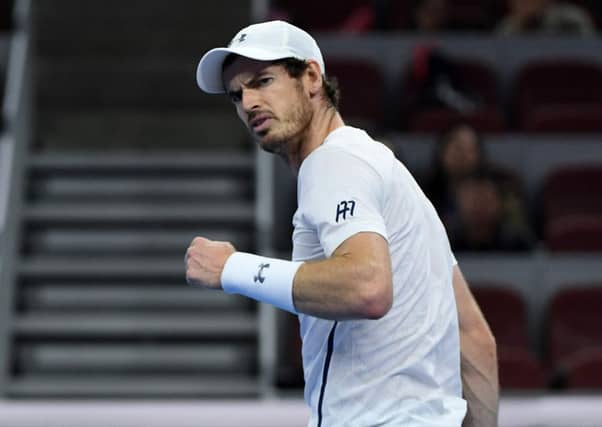 Andy Murray reacts after winning a point against fellow Briton Kyle Edmund during their men's singles quarter-final at the China Open Picture: Wang Zhao/AFP/Getty