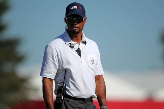 USA vice captain Tiger Woods during the singles matches on day three of the 41st Ryder Cup at Hazeltine National Golf Club in Chaska, Minnesota, USA. PRESS ASSOCIATION Photo. Picture date: Sunday October 2, 2016. See PA story GOLF Ryder. Photo credit should read: Peter Byrne/PA Wire. RESTRICTIONS: Use subject to restrictions. Editorial use only. No commercial use. Call +44 (0)1158 447447 for further information.