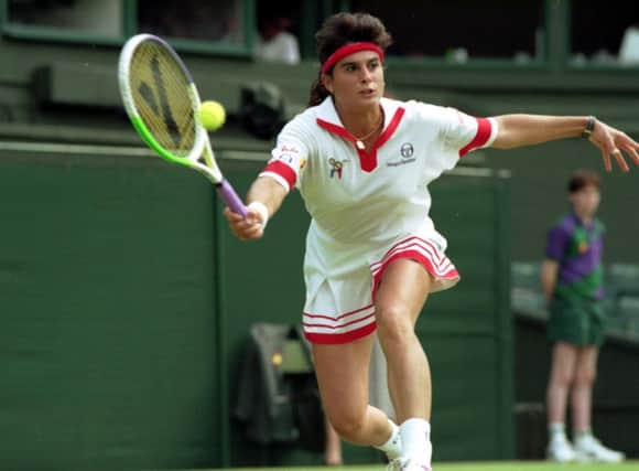 Complete with now-missing sweatband: Gabriela Sabatini holds a special place in many peoples hearts.  Picture: Ian Rutherford